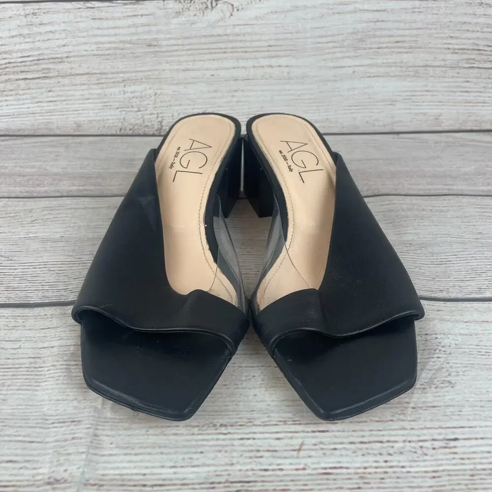 AGL Angie Womens EU 36.5 US 6.5 Slip On Cube Heels Black Heather